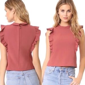 Rebecca Taylor dusty rose, lined ruffle top, size 2, NWT